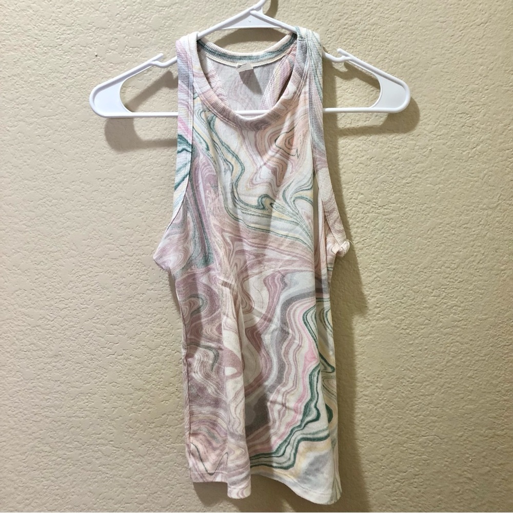 🍒3 for $12 BUNDLE Women’s Marble-Print Racerback Tank Top - Pastel Pink & Green
